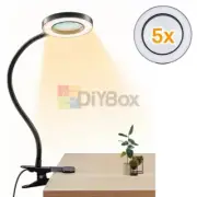 Desk Magnifier Magnifying Glass Clamp Magnifier w/ LED Light for Reading repair