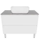 Forme Razor 900mm Freestanding Vanity With Victoria Grey Stone Top And Pluto Above Counter Basin - White