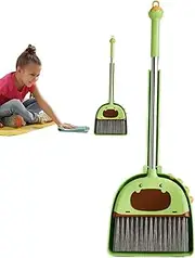 Toddler Cleaning Set - Children's Broom Set - Green Children's Broom and Dustpan Sets | Brooms with Dustpan Combo Sets Kids | Play and Learn Educational Activities for Home, Kindergarten, Lounge