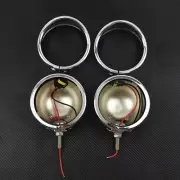 4.5" Chrome Housing Fog Lights Mounting Bracket + Ligth Trim Ring Fit For Harley