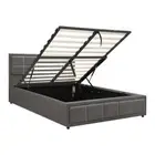 Double Bed Frame Gas Lift Storage Base Fabric Grey