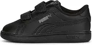 [PUMA] Kid's Smash 3.0 Leather Velcro Sneaker, Black/Shadow Gray, US 4