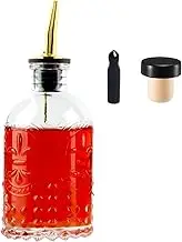 Simple Syrup Bottle, Glass Coffee Syrup Dispenser Bottle 7 OZ With Metal Pour Spout, Labels and Stopper, Glass Syrup Dispenser for Maple Honey Syrup Oil and Sauces, SC059