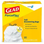 Glad ForceFlex 100-Pack 13-Gallon Gray Plastic Kitchen Trash Bag LeakGuard