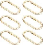 [ValueBargain] Gold Carabiner Clip 6-Pack - Alloy Spring O Ring Keychain Clips for Purse Strap Keys Handbag, Multi-Purpose Oval Snap Buckle for Crafts Key Rings Bag Accessories
