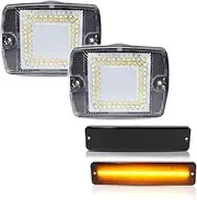 Side Marker turn signal Light & Front Bumper DRL Light Compatible with Jeep Wrangler YJ Daytime Running Lights & Turn signal light 12V(4PC Side Front smoked clear)