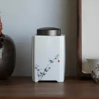 在飛比找momo購物網優惠-【傳真雅器】墨竹四方茶葉罐480ml(茶具 茶道具 茶葉罐 