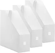 SEWACC 3Pcs Desktop File Organizer Premium Document Rack for Efficient Storage White Frosted Design for Magazines Folders and Office Supplies