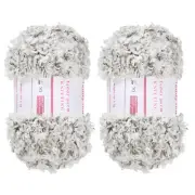 2pcs Fur Yarn Polyester Yarn Fluffy Chunky Yarn Pale Gray for Crocheting,50m