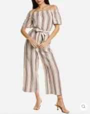 NWT Out of Office By Trina Turk Key 2 Jumpsuit Sz 2 Cream Multi