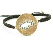 18KT ROSE STERLING SILVER DIAMOND SET SAPPHIRE HAMSA HAND OF GOD COIN BRACELET