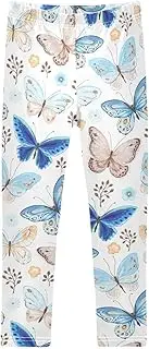 [Joisal] Butterfly Garden Ivory Pants for Girls Suitable for Yoga Pants Girls, Flexible and Durable for All-Day Wear,