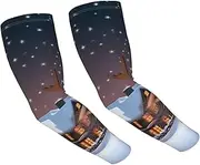 [FHEDVBN] Christmas Arm Sleeves Compression Arm Covers for Men Women Outdoor Sun Sleeves Cooling Sports Sleeve, Black