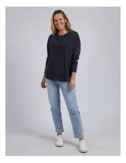 [Foxwood] Washed Simplified Crew Jumper in Navy