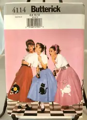 2001 Butterick 4114 Uncut Pattern Costume Poodle Skirt Misses Size 6 8 10 12