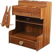 WESIEVYA Desk Organizer Wooden Pen Holder Multi-Compartment Storage Box Office Supply