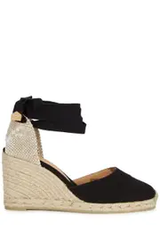 Castañer Carina 80 Canvas Wedge Espadrilles - Black - 5 5
