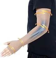 Hiball Lymphedema Medical Compression Arm Sleeve with Gauntlet, 20-30 mmHg Long Graduated Compression Full Arm Support