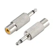 3.5mm Mono Male to RCA Stereo Female Audio Video Adapter Zinc Alloy 2Pcs