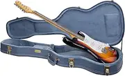 Crossrock Relief Series Electric Guitar Case for Telecaster & Stratocaster Style | Carved Smoke Blue Finish, Monochrome Blue Velvet Interior, Lock – Premium Wooden Hardshell (CRW630STSB)