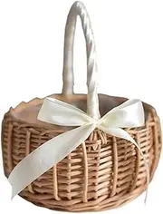 Small Picnic Basket Simple Sundries Basket Sturdy Wedding Flower Basket Hand-Woven Wedding Flower Basket for Home Picnic Storage Basket