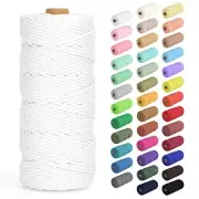Macrame Cord 3mm x 109Yards (328Feet), Natural Cotton 3mm x 109yards White