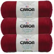 3 Skeins of Caron Simply Soft Autum Red
