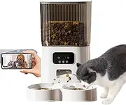 5L Automatic Pet Feeder with 1080P HD Camera, Automatic Cat Feeder WiFi Enabled Smart Feed Pet Feeder, Dry Food Dispenser Pet Camera Night Vision Voice Interaction, Dual Power (with Camera, 2)