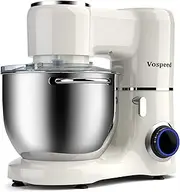 Vospeed Stand Mixer 1500W 8L Cake Mixer Electric Kitchen Food Mixer with Stainless Steel Bowl, Beater, Dough Hook, Whisk for Baking, Dishwasher Safe (White)