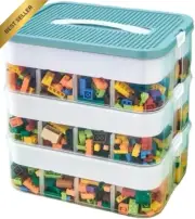 3-Layer Stackable Toy Organizer Bins - Building Block Storage