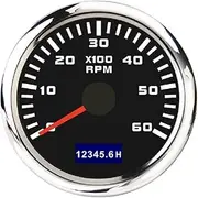 PCECKMZTFZ 2'' 52mm Pointer Tachometer 6000 RPM Tachometer Gauge with Red Backlight for Car Motor Boat Yacht RV 12/24V Speedometer(6000-BS)