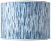 Drum Print Lamp Shade Beachcomb Blue Medium 15.5x15.5x11 Spider Harp and Finial