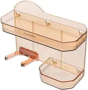 WOFASHPURET Wall Mounted Hair Dryer Holder Punch Double Storage Rack Stylish Organizers for Bathroom Supplies Space Saving Toiletry Basket with Hook Easy to Clean and Remove