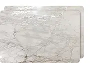 Dainty Home Marble Cork Place Mats Rectangle Silver Gold 12"x18" Set of 2 Washable Placemats Heat Resistant Placemats Non Slip Table Placemats