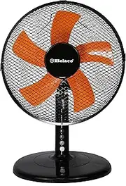 Belaco 12inch Table Fan Desk Fan with 3 Speed Oscillating cooling fan Stand Fan floor fan Low Noise Strong Resistant Base high protective mesh grill home office (Black & Orange)