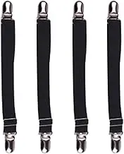 Bed Sheet Clips, Adjustable Bed Sheet Straps for Various Bed Sheets and Mattress Covers and Sofa Cushion, Bed Sheet Grippers Holders and Straps(Black)
