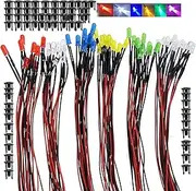 Ltvystore 3MM 3Volt Prewired LED Diode 6 Colors LED Lamp Light Bulb Emitting Diodes + 3mm LED Clip Holder Panel Mount Black