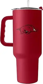 Logo Brands NCAA Arkansas Razorbacks 40 oz Tumbler with Handle -Powder Coated-Stainless Steel with Straw– Leak-Resistant, Keeps Drinks Hot/Cold – Everyday Use