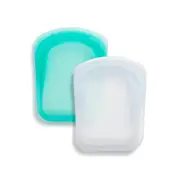 2pc Stasher Silicone 118ml/18cm Reusable Sandwich Bag Storage Pouch Clear/Aqua