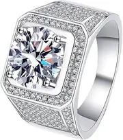 [LOEXZAH] 5 Carat Lab Grown Diamond Wedding Rings for Men Moissanite Ring S925 Sterling Silver Moissanite Men Diamond Ring Moissanite Engagement Rings for Men's Promise Rings