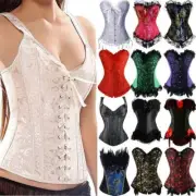 Women's Lace up Bustier Tops Sexy Steampunk Waist Training Corset With G-string