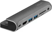 LogiLink UA0385 - USB 3.2 Gen 1 Docking Station for iPad Air, iPad Mini and iPad Pro, 7-Port, USB-C PD, Silver/Black