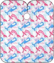 RPLIFE Pink Blue Whales Barber Color Cape, Long Makeup Cape, Barber Cape for Women, Pink Blue Whales