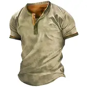 Men's Button T Shirt T Shirt Henley Shirt Tee Top Short Sleeves Henley Summer Plain Fashion Designer Basic Vacation Street Going out Blue Brown Green Top Tee f