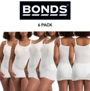 Bonds Womens Comfortable Singlet Vest Ribbing Texture Stretch 6 Pack W5M14W