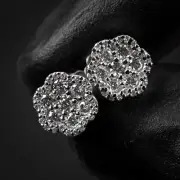 VVS 0.76 Ct Moissanite Flower Cluster White Gold 925 Sterling Silver Earrings