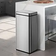 Oikiture 75L Motion Sensor Bin Automatic Touchless Rubbish Bin with Dual Operation Modes Stainless Steel Trash Can with Soft Close Lid Deodoriser Hands Free Waste Bin for Kitchen Home Office Silver