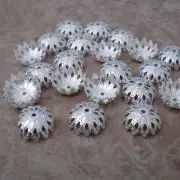 40pcs -Bright Silver Plated Bead Caps 12mm.