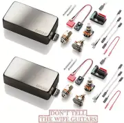 EMG 81X & 60AX BRUSHED CHROME ACTIVE HUMBUCKER SET SHORT SHAFT POTS & WIRING