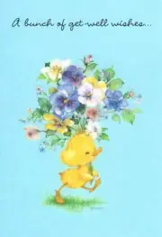 Mary Hamilton Get Well Soon Wishes Yellow Duckling Duck Hallmark Greeting Card